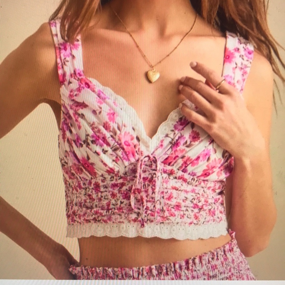 Altar'd State Briella Floral Crop Top Blouse